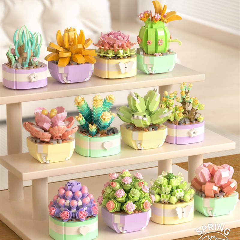Bonsai Garden Lego - Bloques de construcción de flores suculentas,